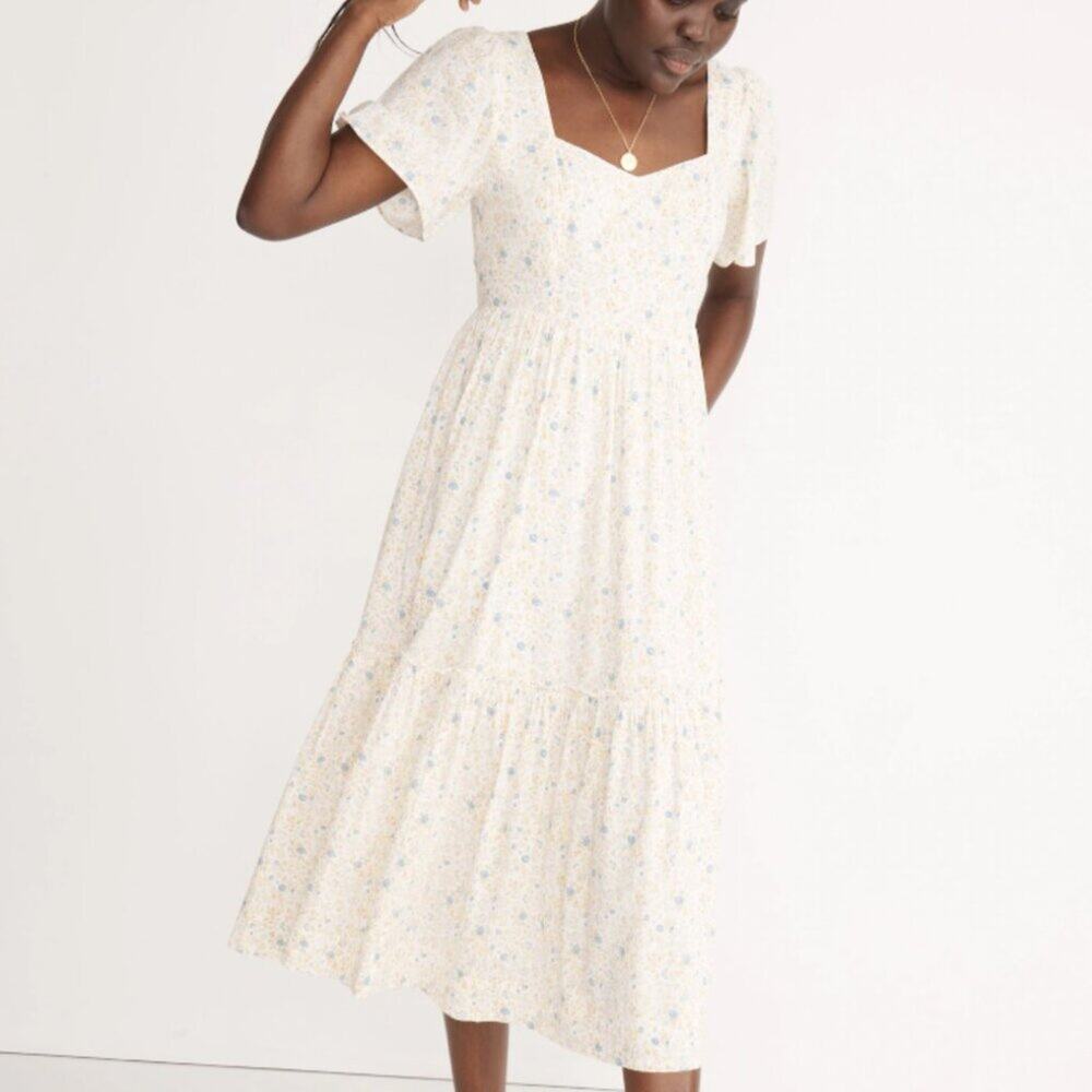 Madewell Cottagecore Prairie Flutter-Sleeve Tiered Maxi Dress Folkmagic Floral